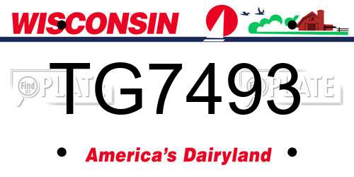 TG7493 Wisconsin License Plate