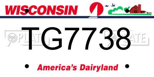 TG7738 Wisconsin License Plate