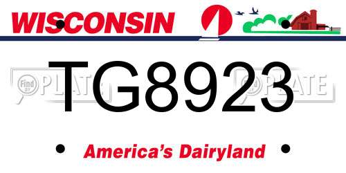 TG8923 Wisconsin License Plate