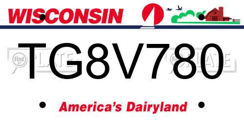 TG8V780 Wisconsin License Plate
