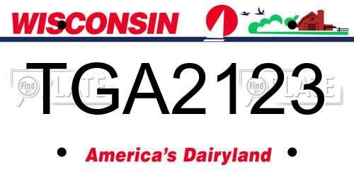 TGA2123 Wisconsin License Plate