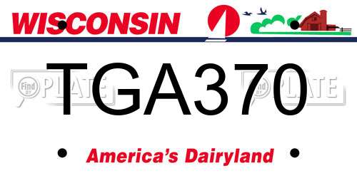 TGA370 Wisconsin License Plate