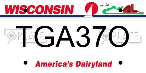 TGA37O Wisconsin License Plate