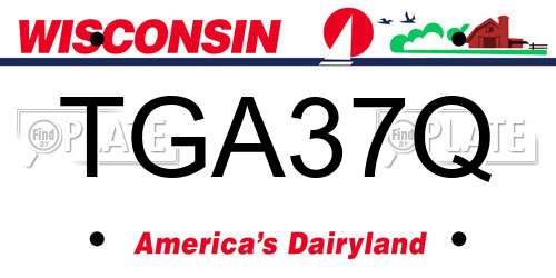 TGA37Q Wisconsin License Plate