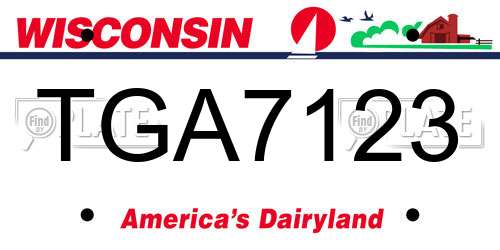 TGA7123 Wisconsin License Plate