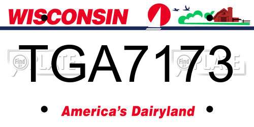 TGA7173 Wisconsin License Plate