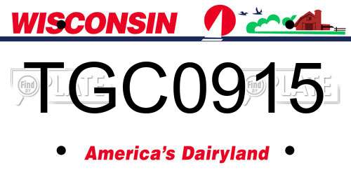 TGC0915 Wisconsin License Plate
