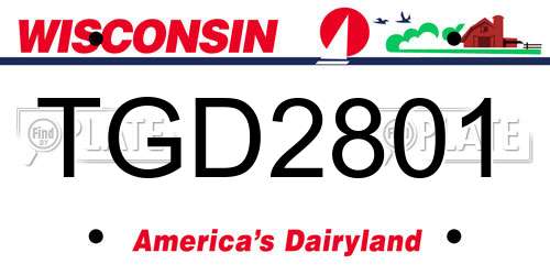 TGD2801 Wisconsin License Plate