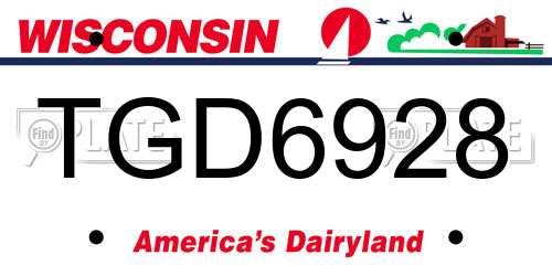 TGD6928 Wisconsin License Plate