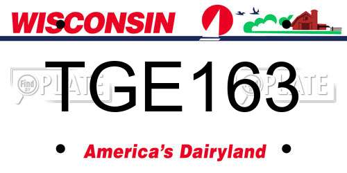 TGE163 Wisconsin License Plate