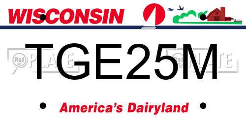 TGE25M Wisconsin License Plate