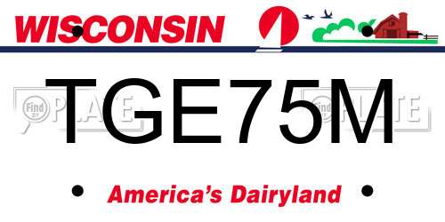 TGE75M Wisconsin License Plate