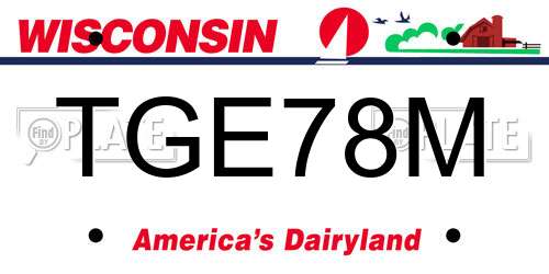 TGE78M Wisconsin License Plate