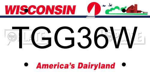 TGG36W Wisconsin License Plate