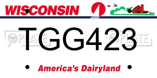 TGG423 Wisconsin License Plate