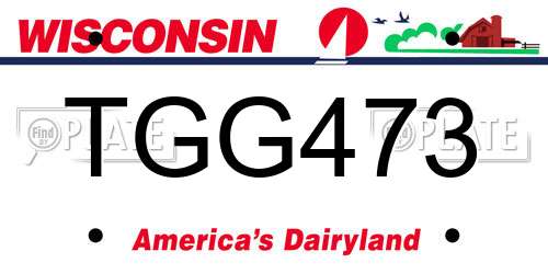 TGG473 Wisconsin License Plate