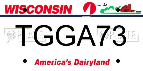 TGGA73 Wisconsin License Plate