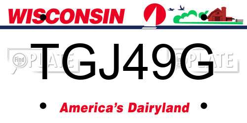 TGJ49G Wisconsin License Plate