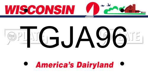 TGJA96 Wisconsin License Plate