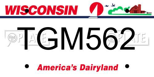 TGM562 Wisconsin License Plate