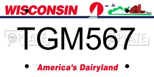 TGM567 Wisconsin License Plate
