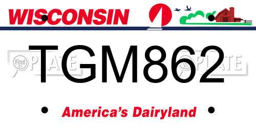 TGM862 Wisconsin License Plate