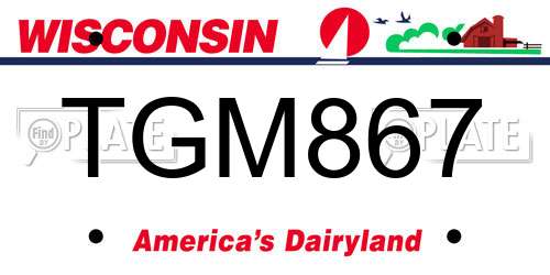 TGM867 Wisconsin License Plate