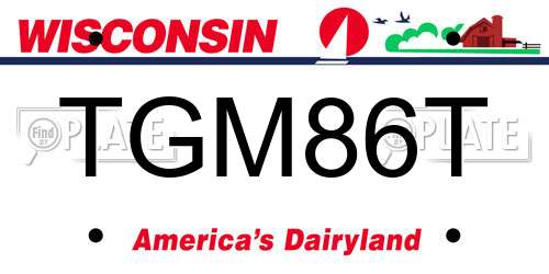 TGM86T Wisconsin License Plate