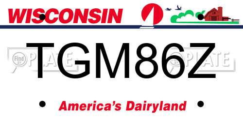 TGM86Z Wisconsin License Plate