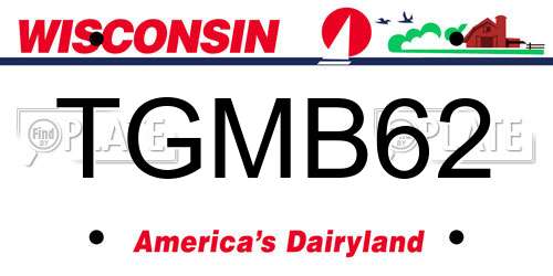 TGMB62 Wisconsin License Plate