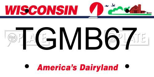 TGMB67 Wisconsin License Plate