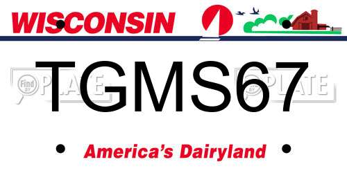 TGMS67 Wisconsin License Plate