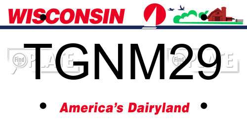 TGNM29 Wisconsin License Plate