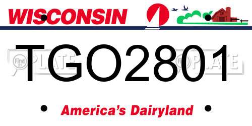 TGO2801 Wisconsin License Plate