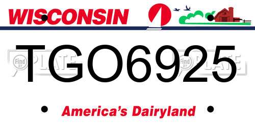 TGO6925 Wisconsin License Plate