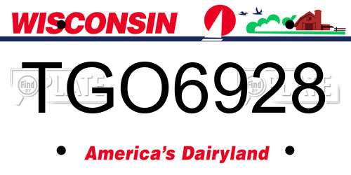TGO6928 Wisconsin License Plate