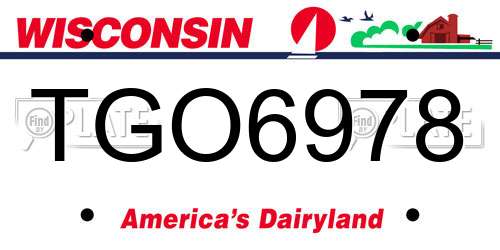TGO6978 Wisconsin License Plate