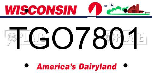 TGO7801 Wisconsin License Plate