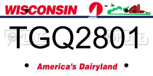 TGQ2801 Wisconsin License Plate