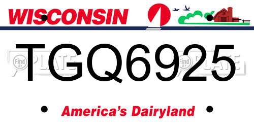 TGQ6925 Wisconsin License Plate