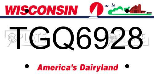 TGQ6928 Wisconsin License Plate