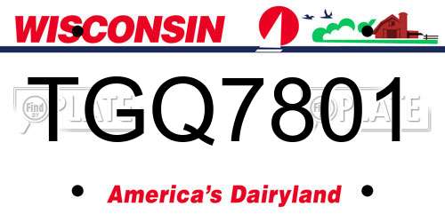 TGQ7801 Wisconsin License Plate