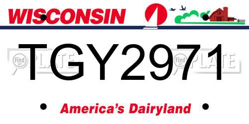 TGY2971 Wisconsin License Plate