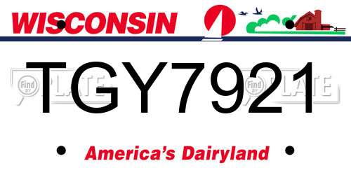 TGY7921 Wisconsin License Plate