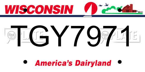 TGY7971 Wisconsin License Plate