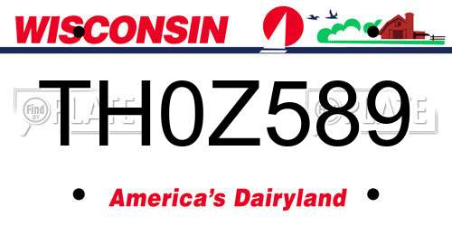 TH0Z589 Wisconsin License Plate