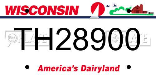 TH28900 Wisconsin License Plate