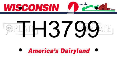 TH3799 Wisconsin License Plate