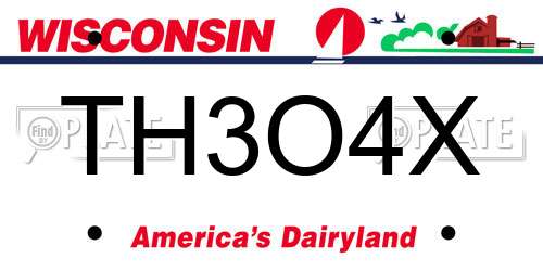 TH3O4X Wisconsin License Plate