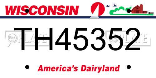 TH45352 Wisconsin License Plate